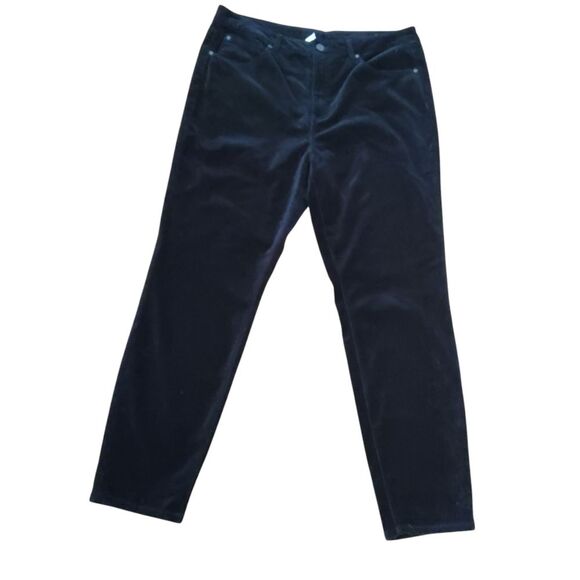 Soft Surroundings Pants - Soft Surroundings Black Velvet Ankle Crop Skinny Pants Size 16 New